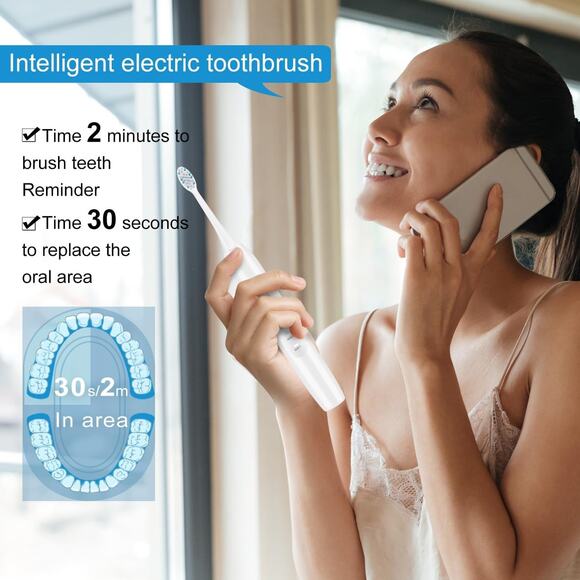 White Personality Whitening Series Toothbrush – 8 Brush Heads & Travel Case - Picture 3 of 5